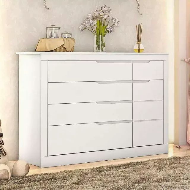 Cômoda Infantil 5 Gavetas com Fraldário Cléo Branco Fosco Carolina Baby - Foto 3