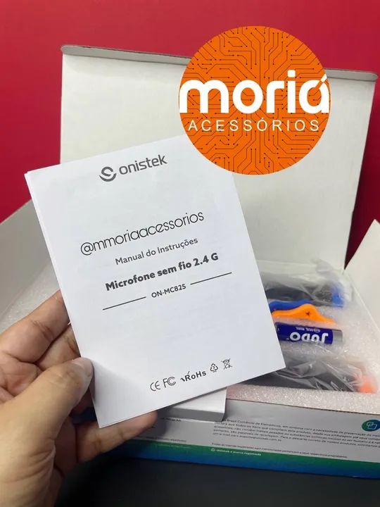 Microfone Duplo Sem Fio com Receptor de Sinal, Anel Deslizante Onistek MC825 - Foto 5