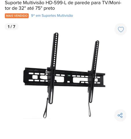 Suporte Multivisão HD-599-L de parede para TV/Monitor de 32" até 75" preto semi novo - Foto 5