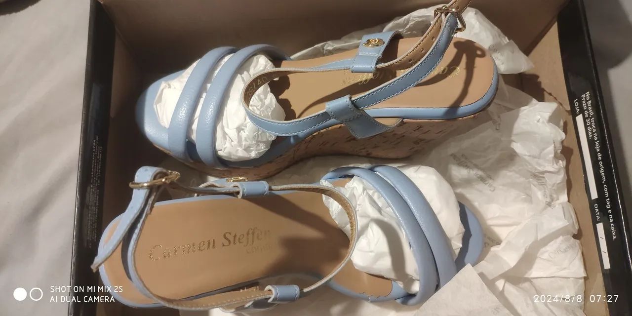 Sandália plataforma azul Carmen Steffens - Foto 2