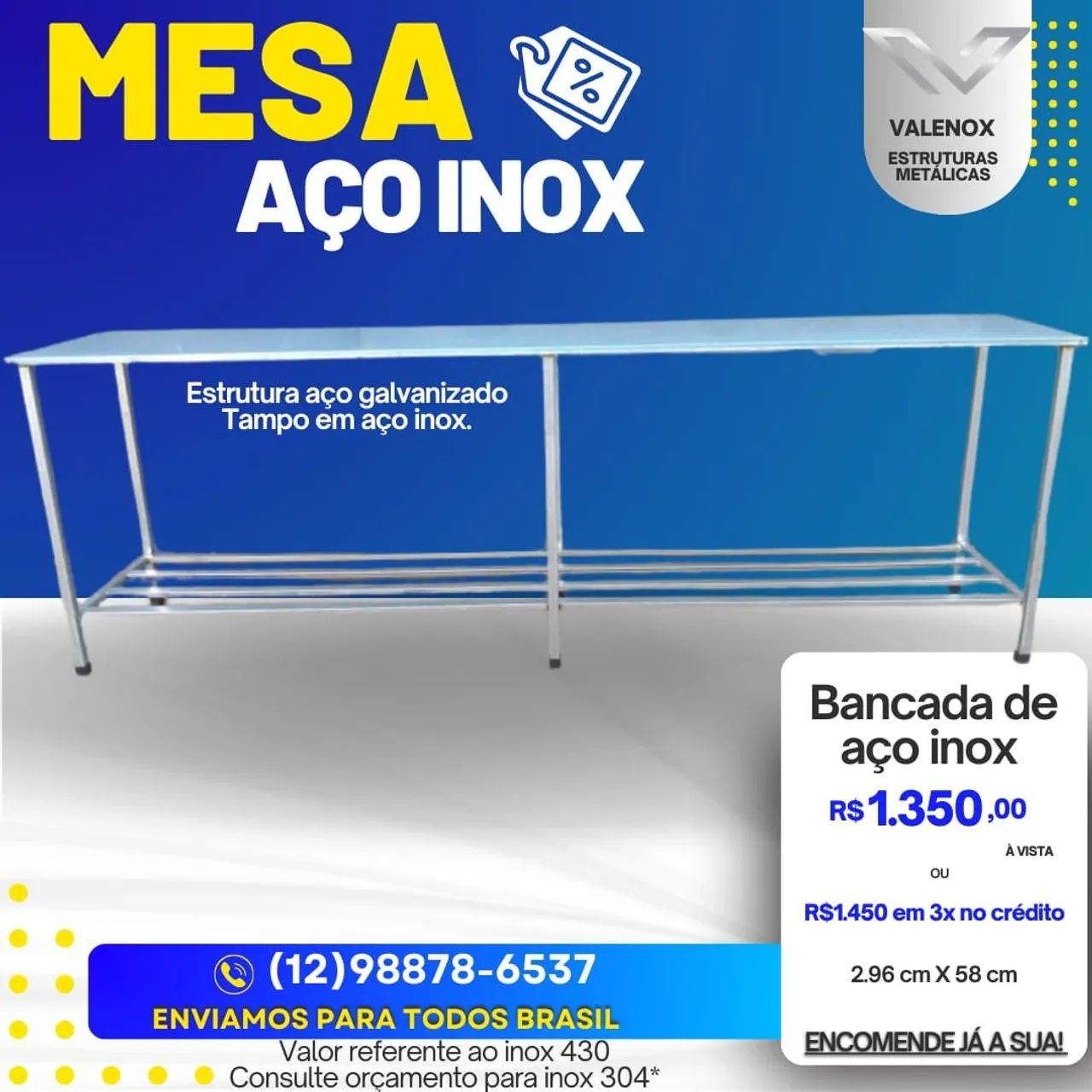 Mesa de inox nova 
