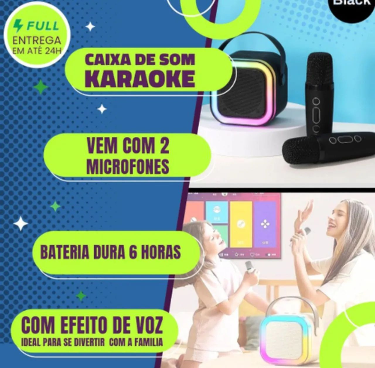 Kit Karaoke Bluetooth com 2 Microfones Sem Fio - Foto 2