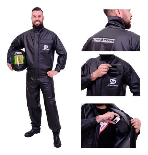 Capa De Chuva Motoqueiro Pvc Impermeável Motoboy Reforçada - Peças