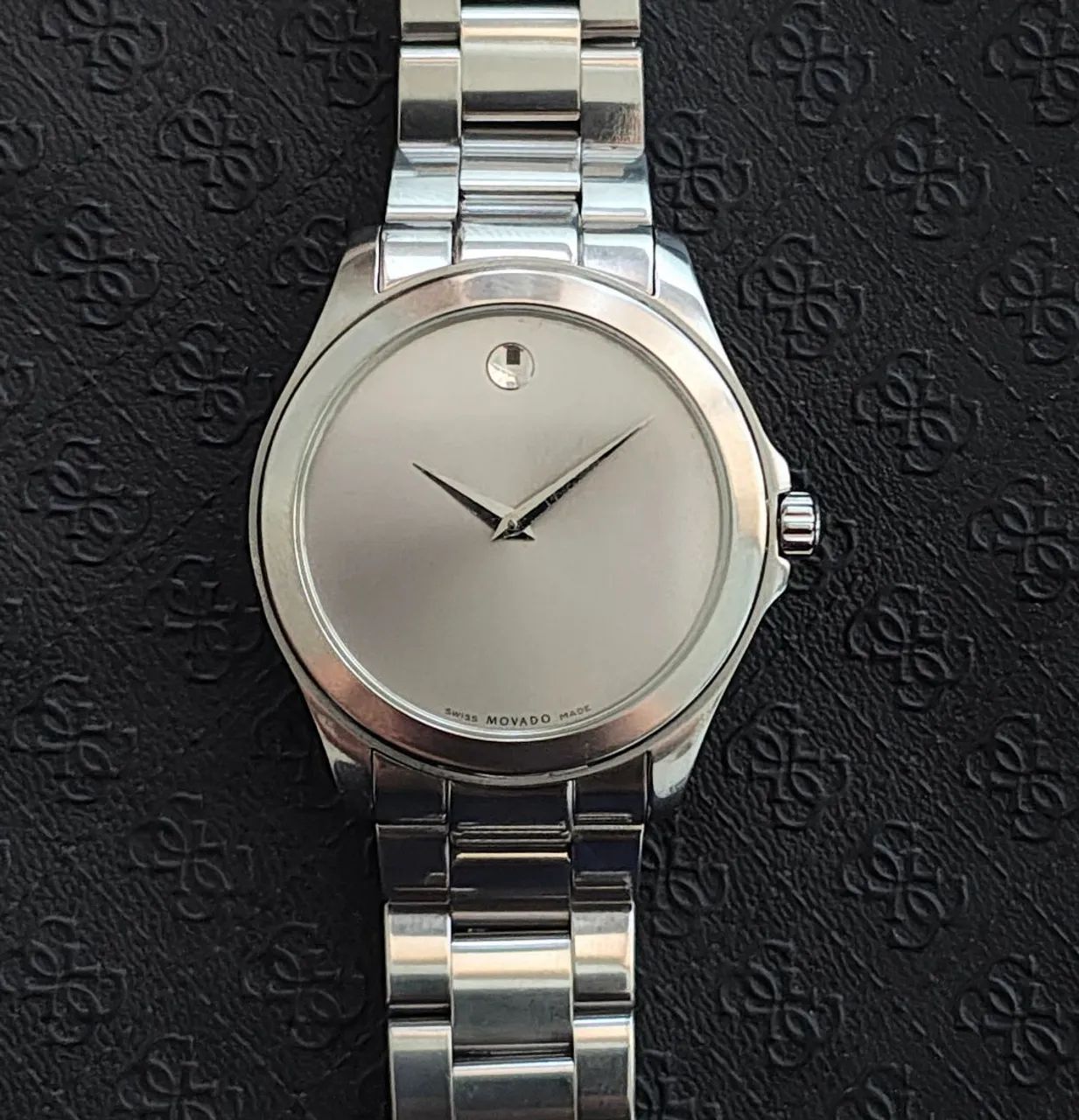Relógio Movado Museum Quartz 84 E7 1891 Prata 40mm genuíno