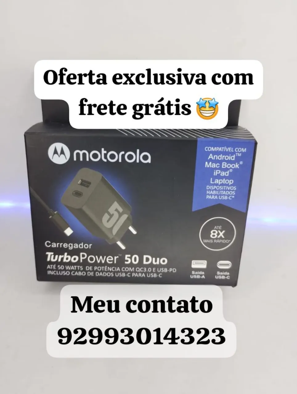 Carregador Motorola Turbo - Power 50 Duo - Frete Grátis!