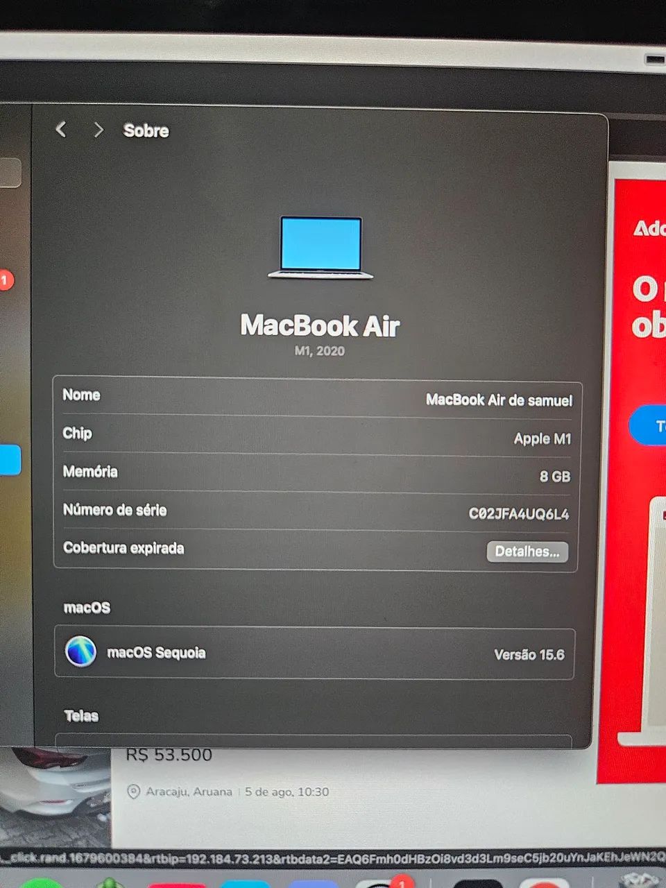 MacBook Apple m1 em ótimo estado funcionando perfeitamente  - Foto 5