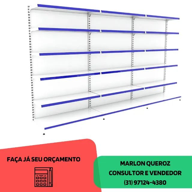 Gondola de Parede 6 bandejas 2M de Altura Polar