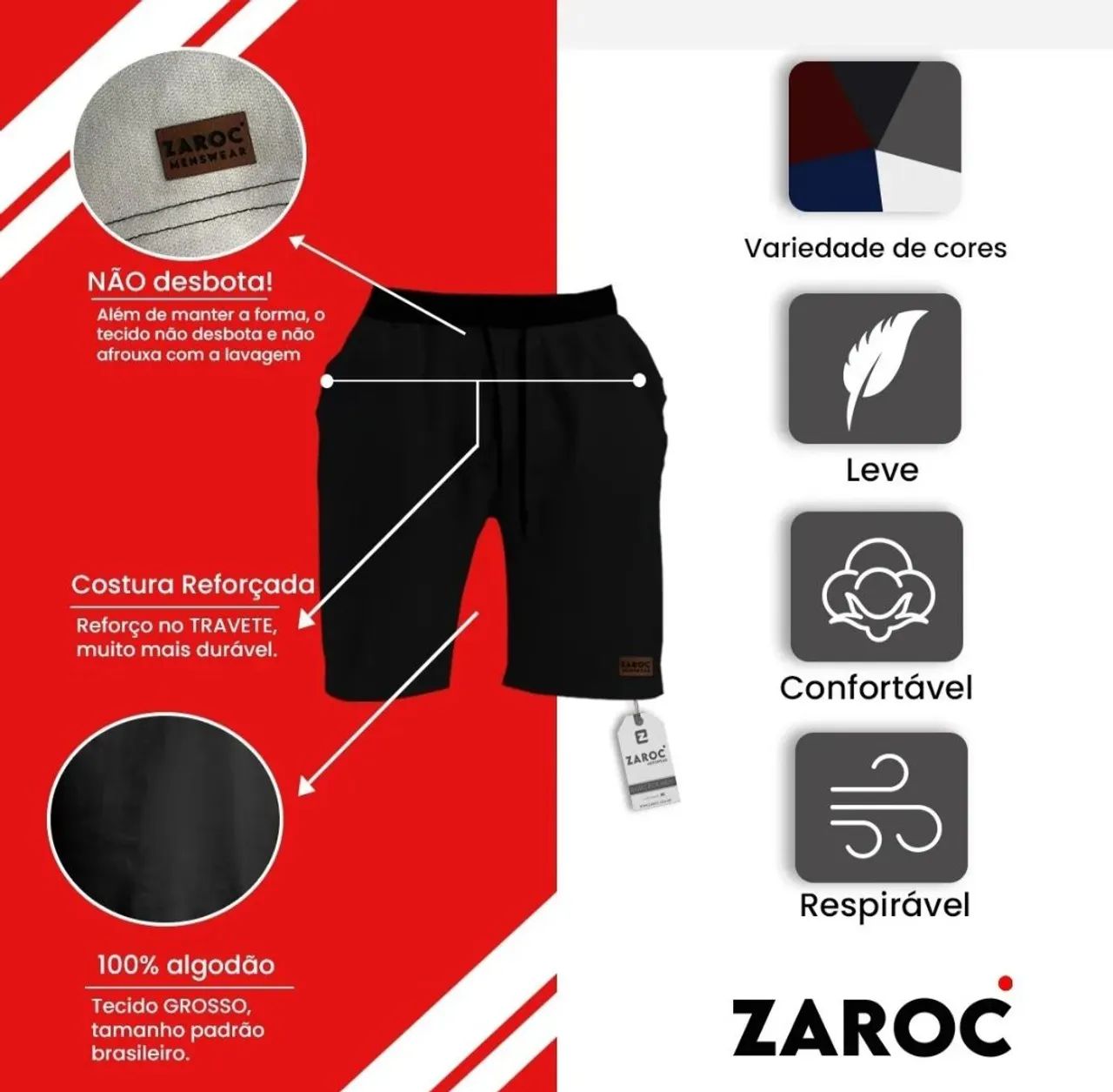 QUEIMÃO Kit 3 Bermudas moletom Zarok tamanho M - Foto 4