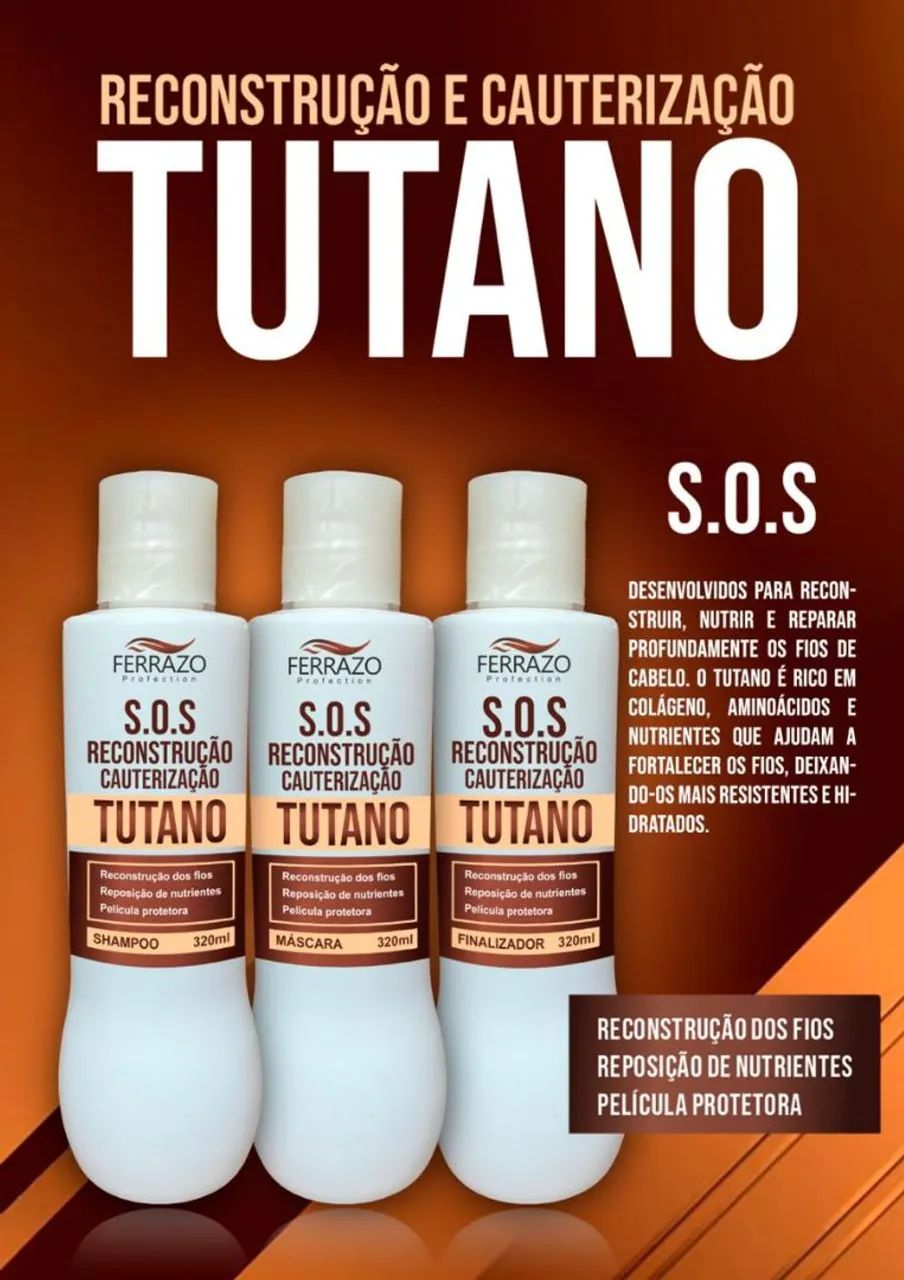 Kit SOS Reconstrução e Cauterização Tutano - Cabelo Novo!