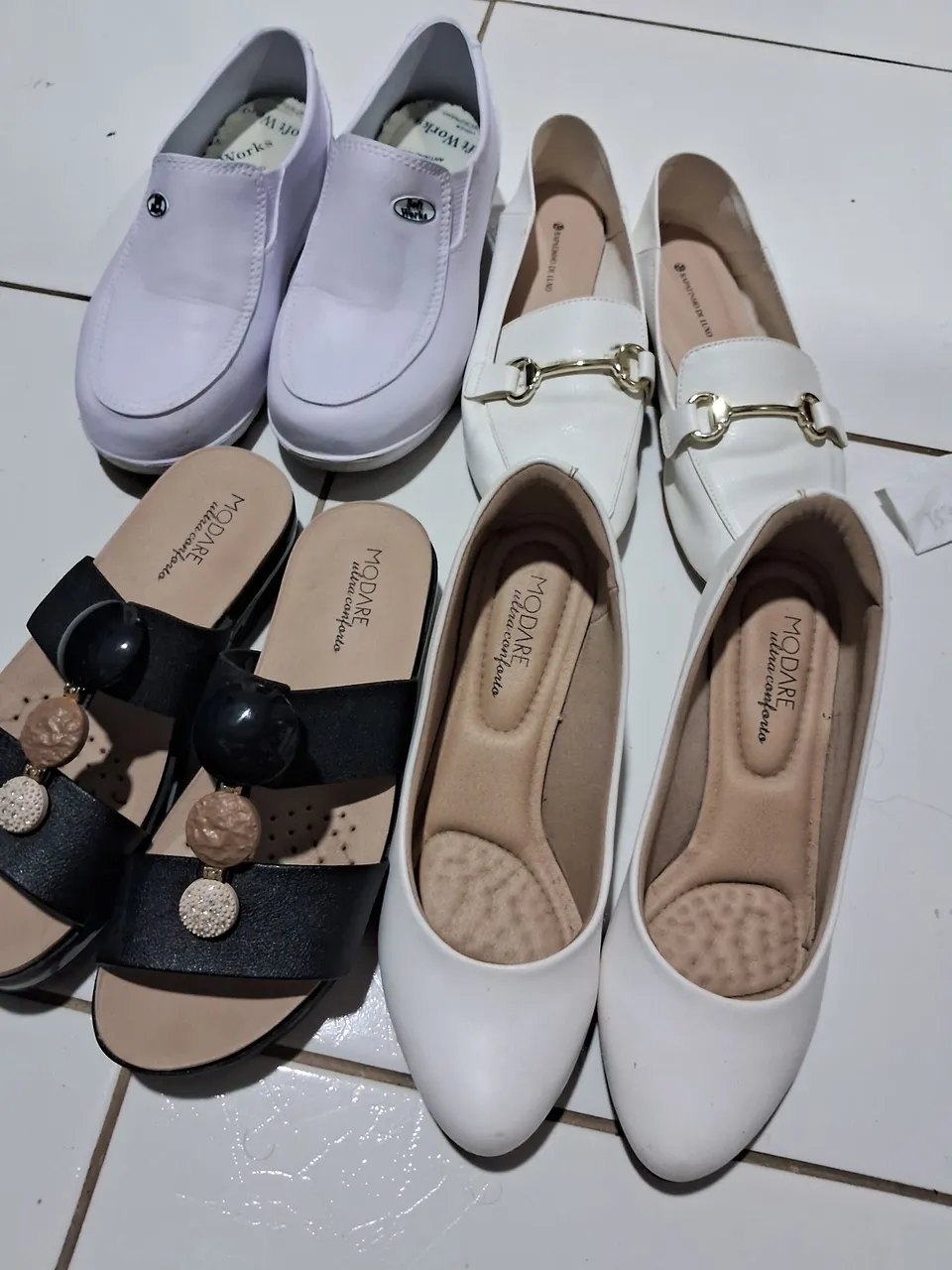 Sapatos femininos diversos - branco, preto e bege