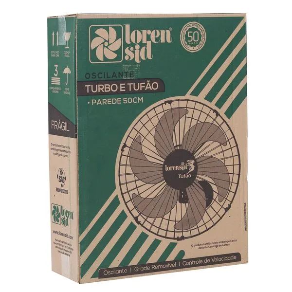 Ventilador de Parede Loren Sid Turbo e Tufão 50cm