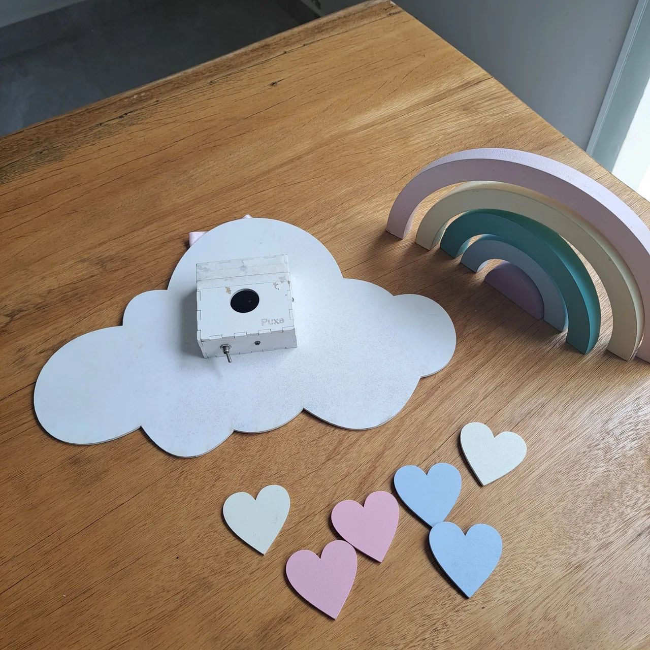 Kit Decorativo luminária led Nuvem, Arco-Íris e Corações - Foto 2