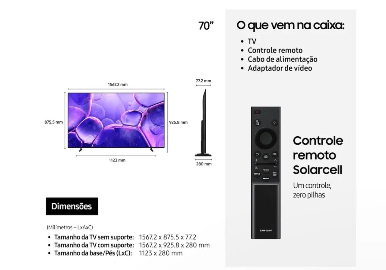 Televisão Samsung Smart Tv 70 Crystal Uhd 4k U8500f  - Foto 2
