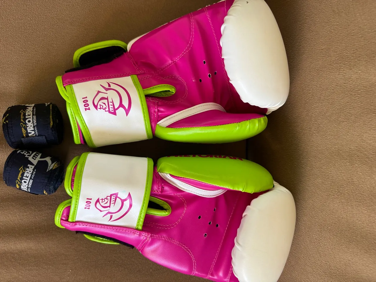 Luvas de Boxe 10oz - Rosa e Verde Neon - Pretorian