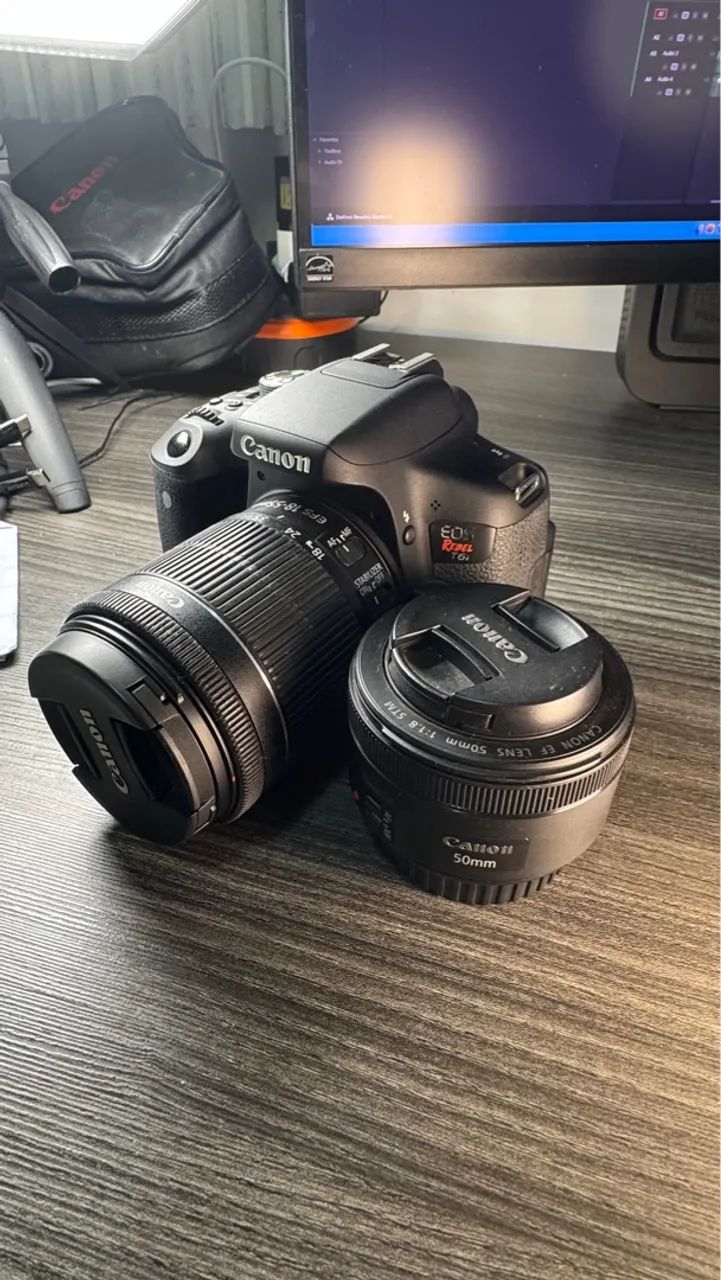 Canon t6i + lente 18-55mm + lente 50mm 1.8