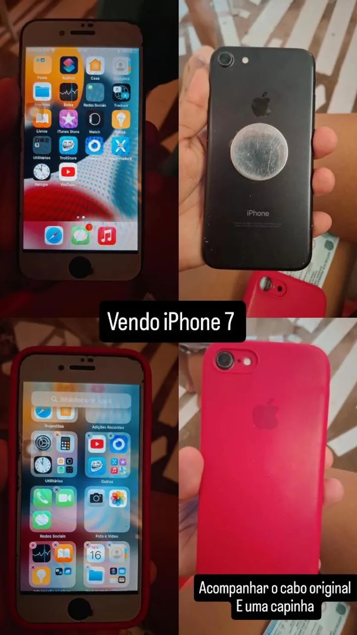 IPhone 7 está bom pra uso , 500 reais