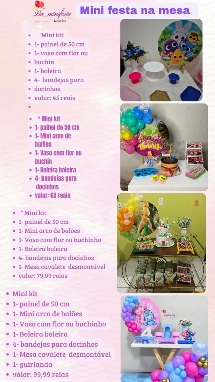 Mini festa na mesa