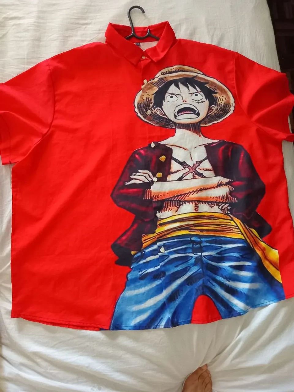 Camisa Manga Curta Luffy One Piece Vermelha Importada  - Foto 2