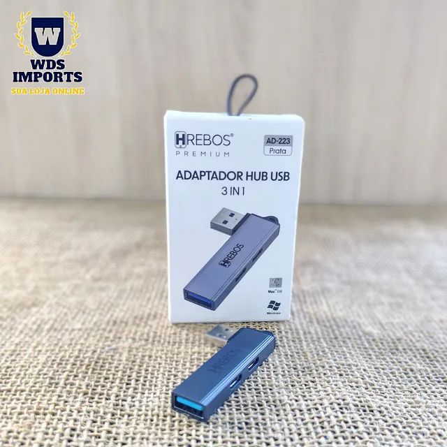 Adaptador Hub Usb 3 em 1 com 2 saída Tipo C