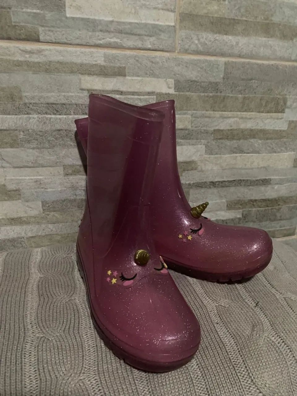 Botas galocha de Chuva Unicórnio Glitter Rosa - Foto 4