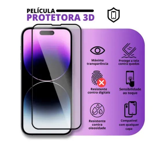 Película Vidro 3d iPhone 16, 15, 14, 13, 12, Pro, Pro Max - Foto 3