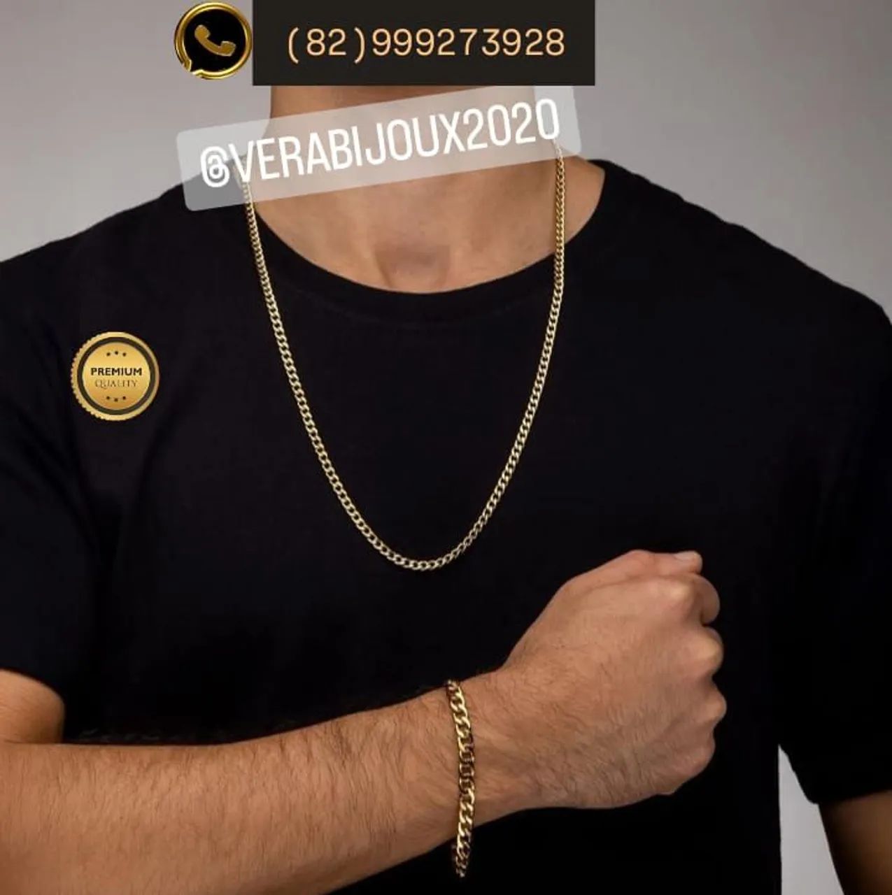 Conjunto Cordão e Pulseira Masculina - Elegância e Estilo! - Foto 4