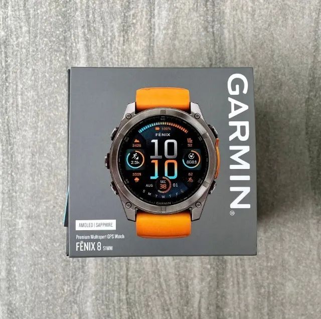 Relogio Garmin Fenix 8 - Orange 51mm amoled saphira Novo