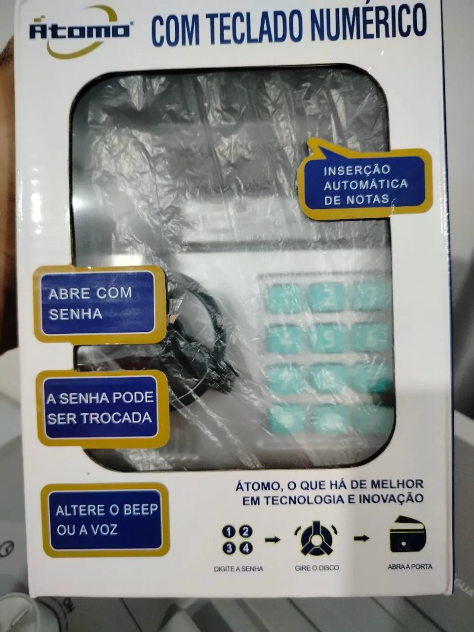 Cofrinho Eletrônico Atomo com Teclado Numérico Moedas e Cédulas