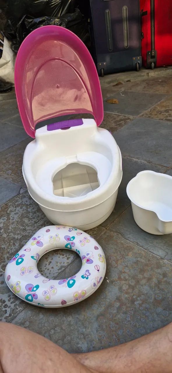 Penico pinico troninho infantil ideal para desfralde 3x1 rosa e lilas - Foto 4