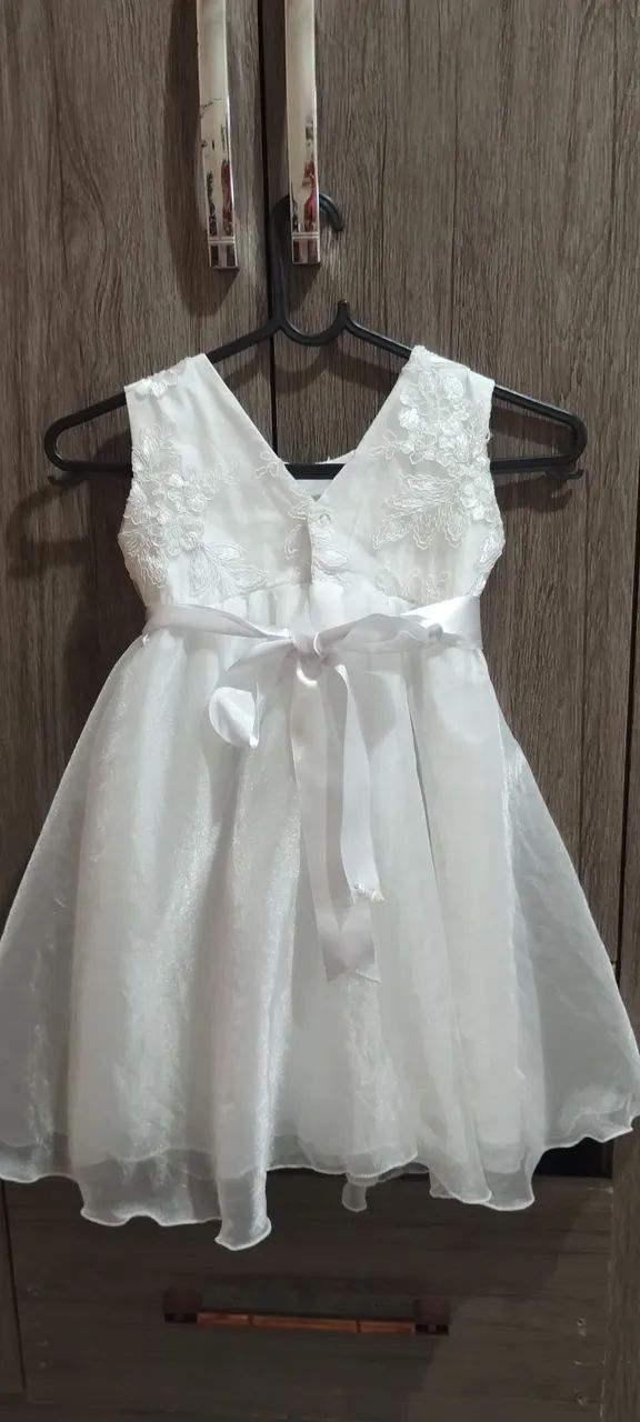 Vestido de festa branco para menina / idade: 2 à 3 anos - Foto 4
