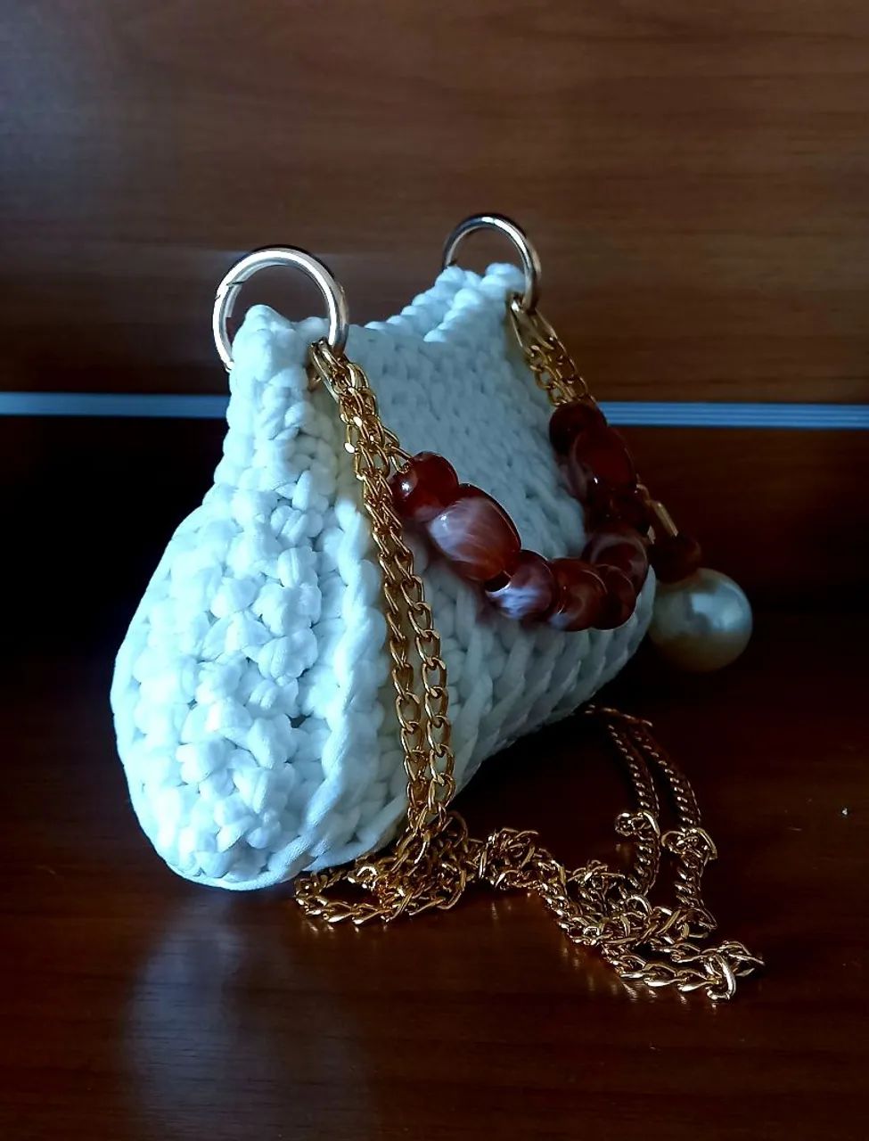 Bolsa de ombro branca com dourado - Foto 2