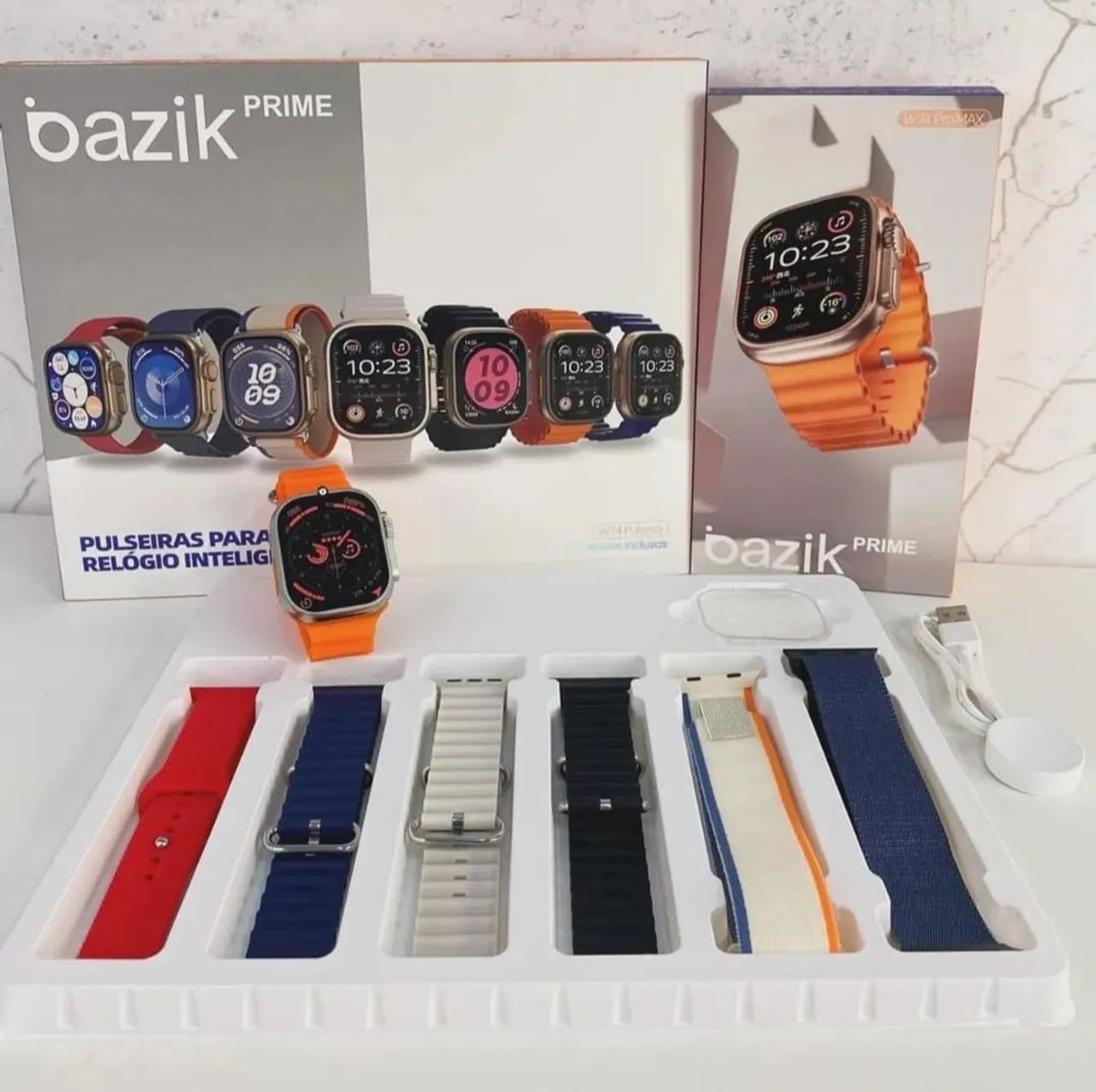 Smartwatch Bazik Prime com Pulseiras e Carregador por indução 