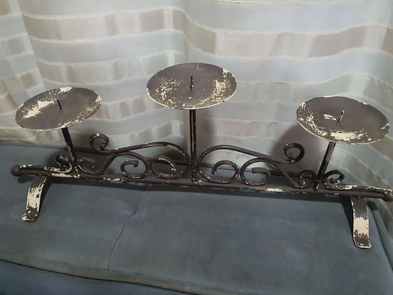 Candelabro de Metal Vintage para 3 Velas