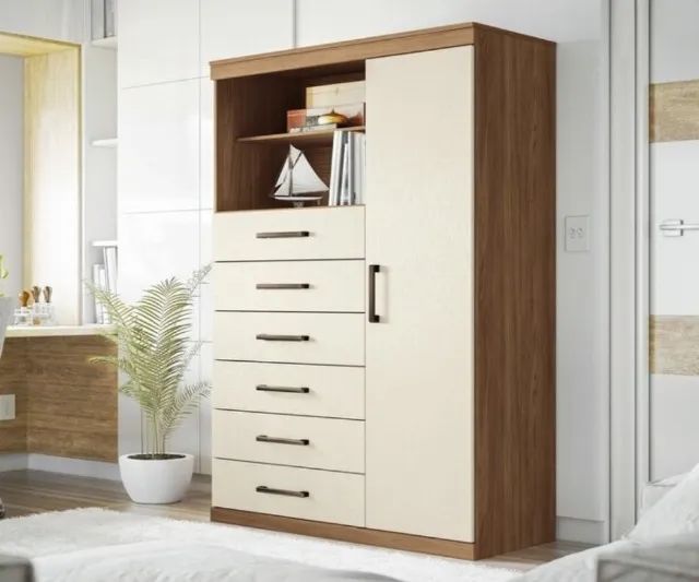 Cômoda Multiuso 6 Gavetas 1 Porta Direto da fabrica entregamos