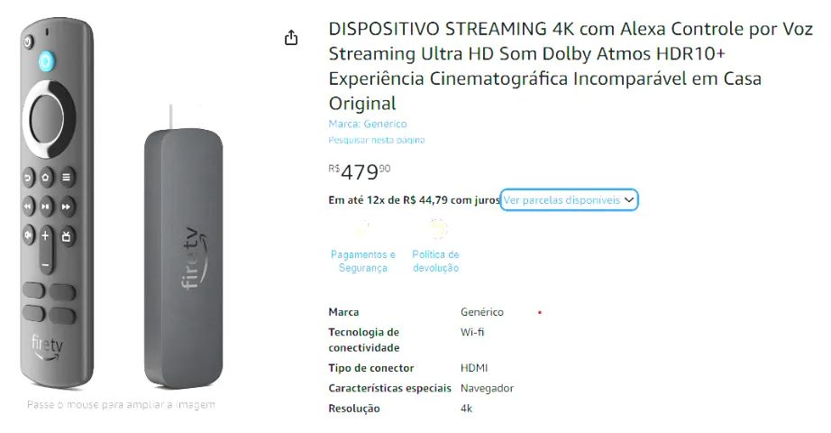 Amazon Fire Tv Stick 4k Max Wifi 6 Ultra Rápido Cor Preto - lacrado - Foto 3