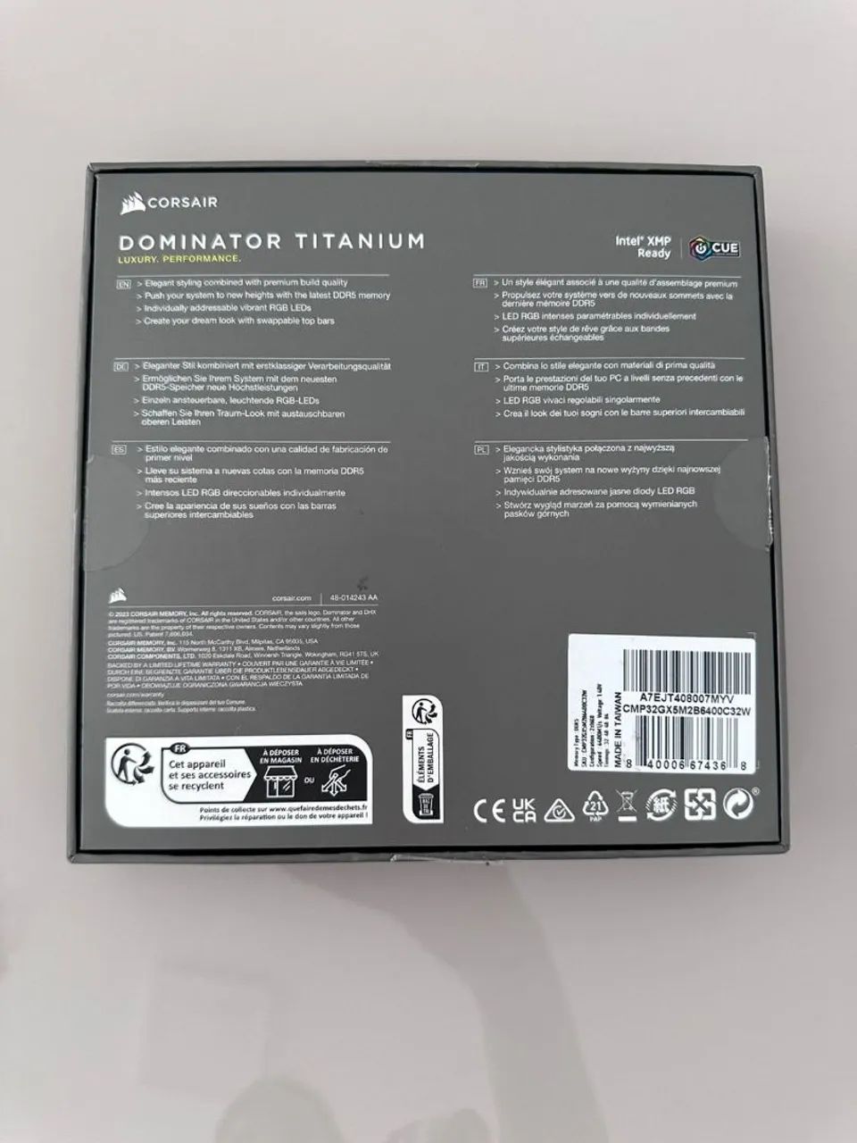 CORSAIR DOMINATOR TITANIUM RGB 32GB (2x16GB) DDR5 DRAM 6400MT/s - Foto 4