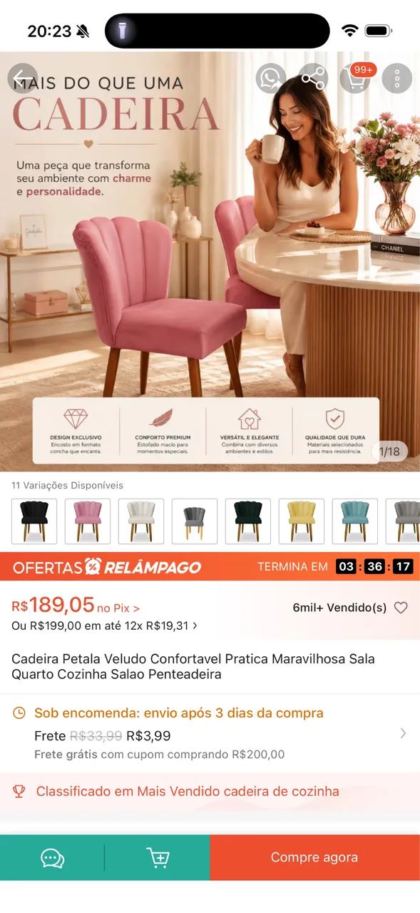 Cadeira petala bege - Foto 2