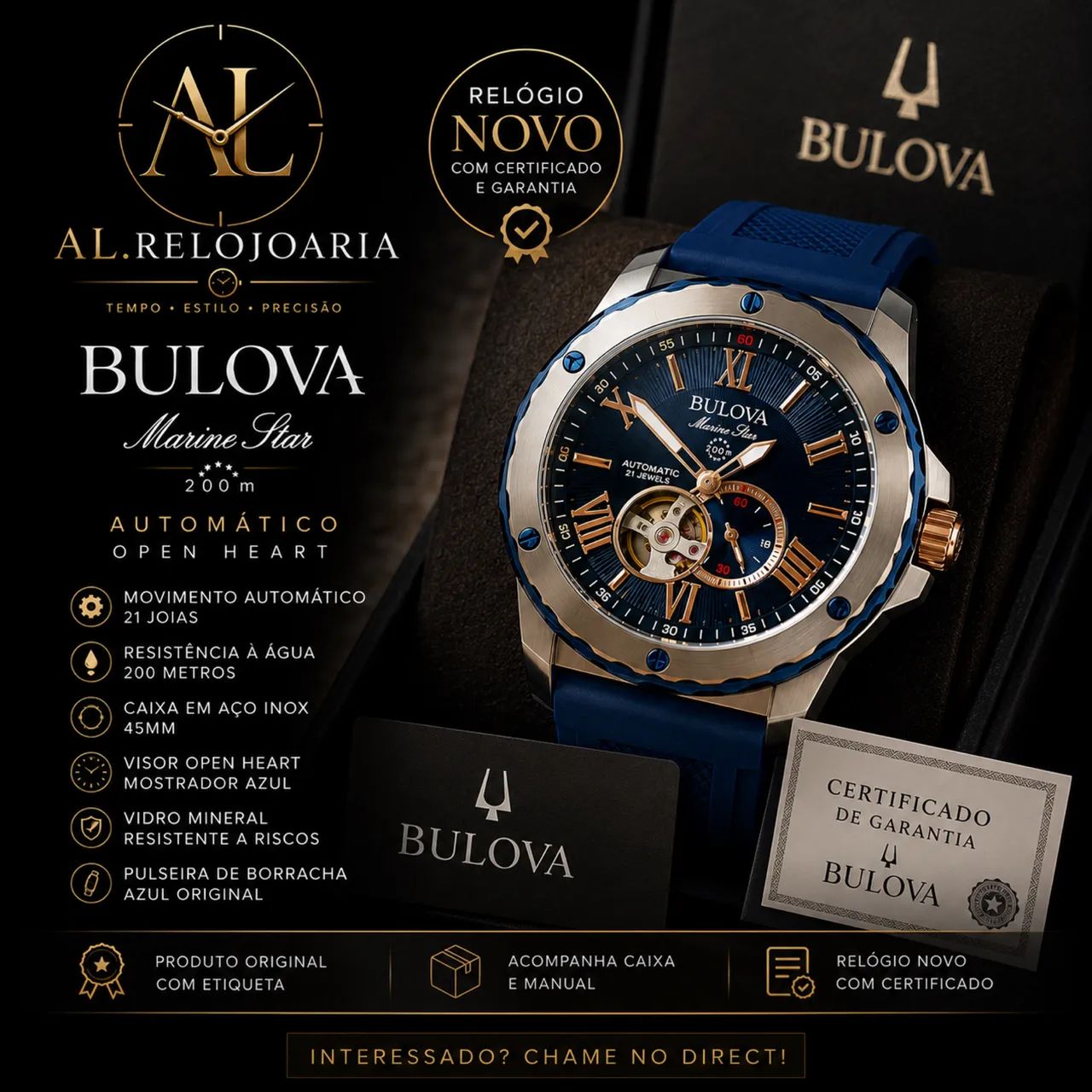 Relógio BULOVA MARINE STAR AUTOMÁTICO - REF. 98A282 ? - Foto 3