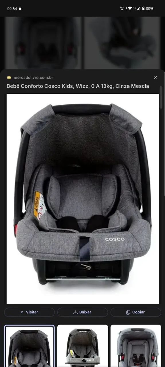 *Bebê conforto COSCO WIZZ Cinza* - Foto 2