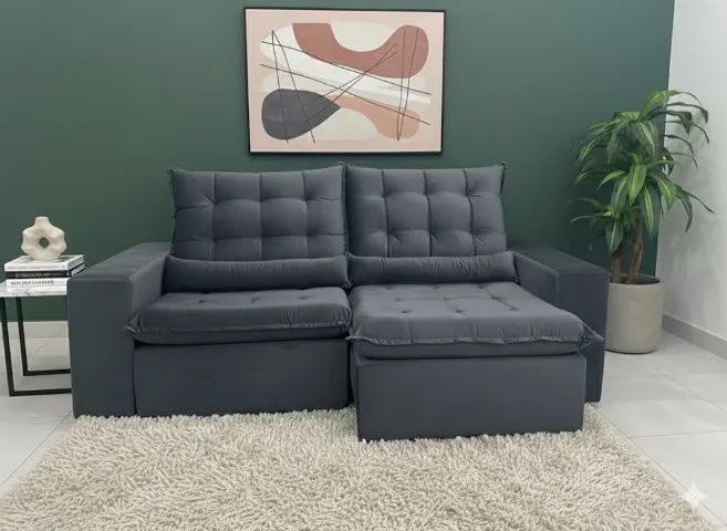 Sofá retratil e reclinavel cinza (aproveite essa oferta)