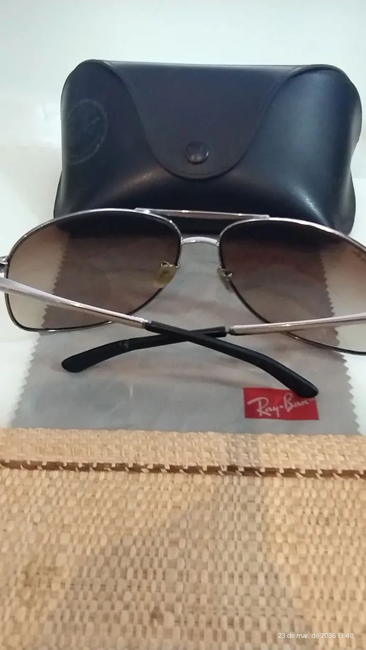 Óculos de sol Ray-Ban aviador marrom degradê Eua - Foto 2