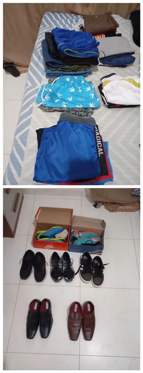 Roupas e sapato e tênis e chuteira