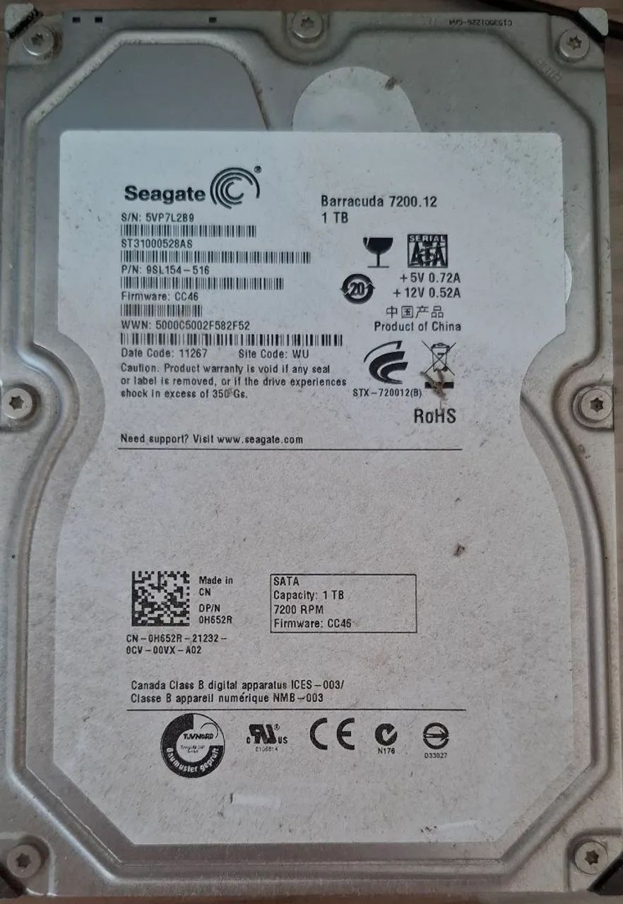 Dois HDs Seagate 1TB cada um
