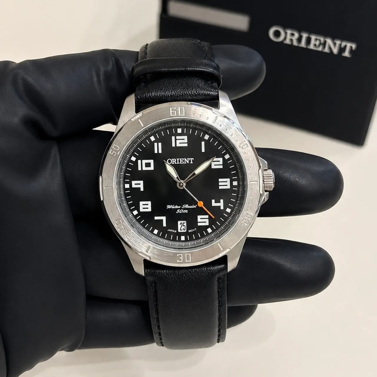 Relógio orient pulseira de couro novo original 