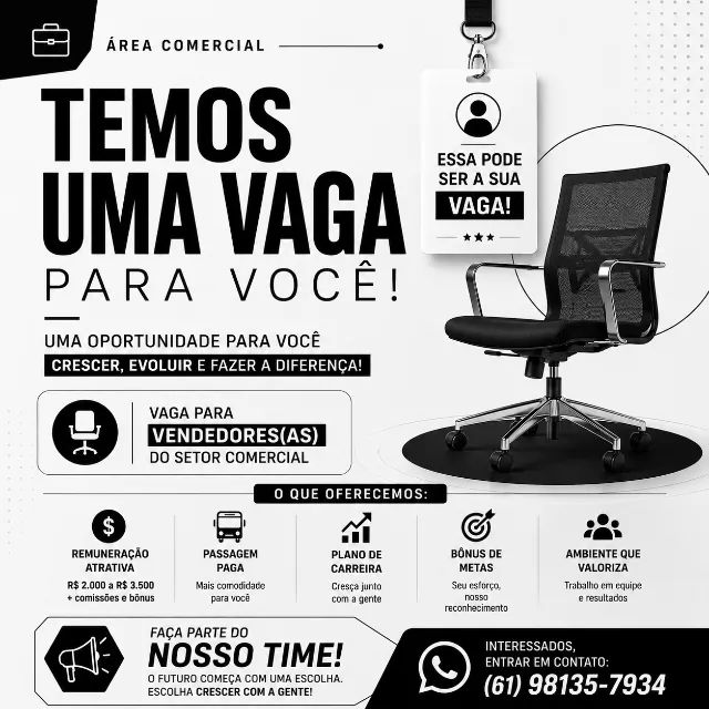 Assessor de vendas - Contratação imediata!