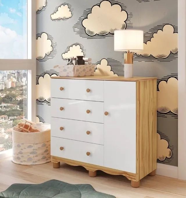 Comoda Junior com Porta 100% MDF - Peroba