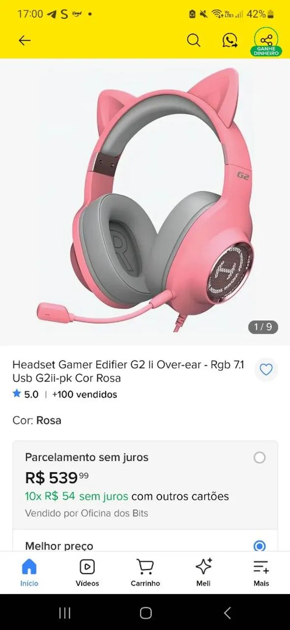 Headset Gamer Edifier - COM DEFEITO  - Foto 2