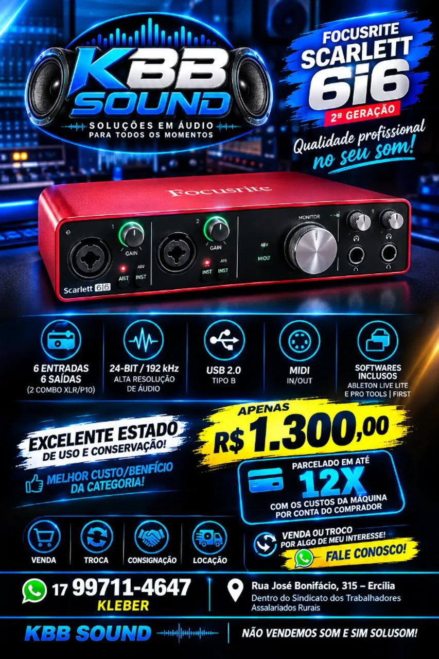 INTERFACE FOCUSRITE SCARLETT 6i6 - 2a GERAÇÃO