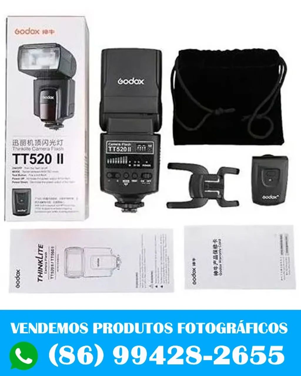 Flash Godox tt520ii com rádio flash