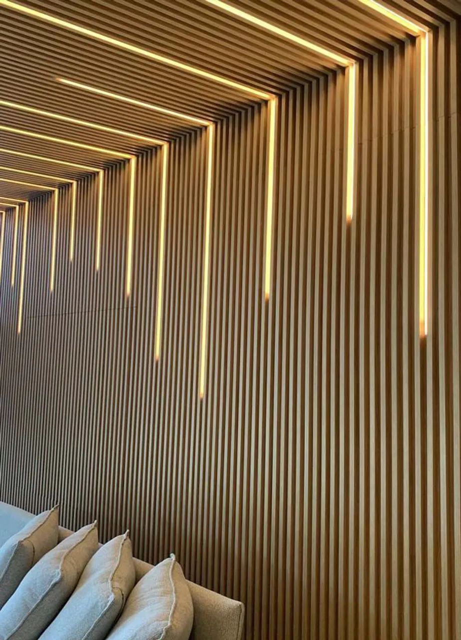 Perfil LED Embutir Móveis Marcenaria Ripado Madeira 2 Metros Barra Alumínio Canaleta - Foto 5